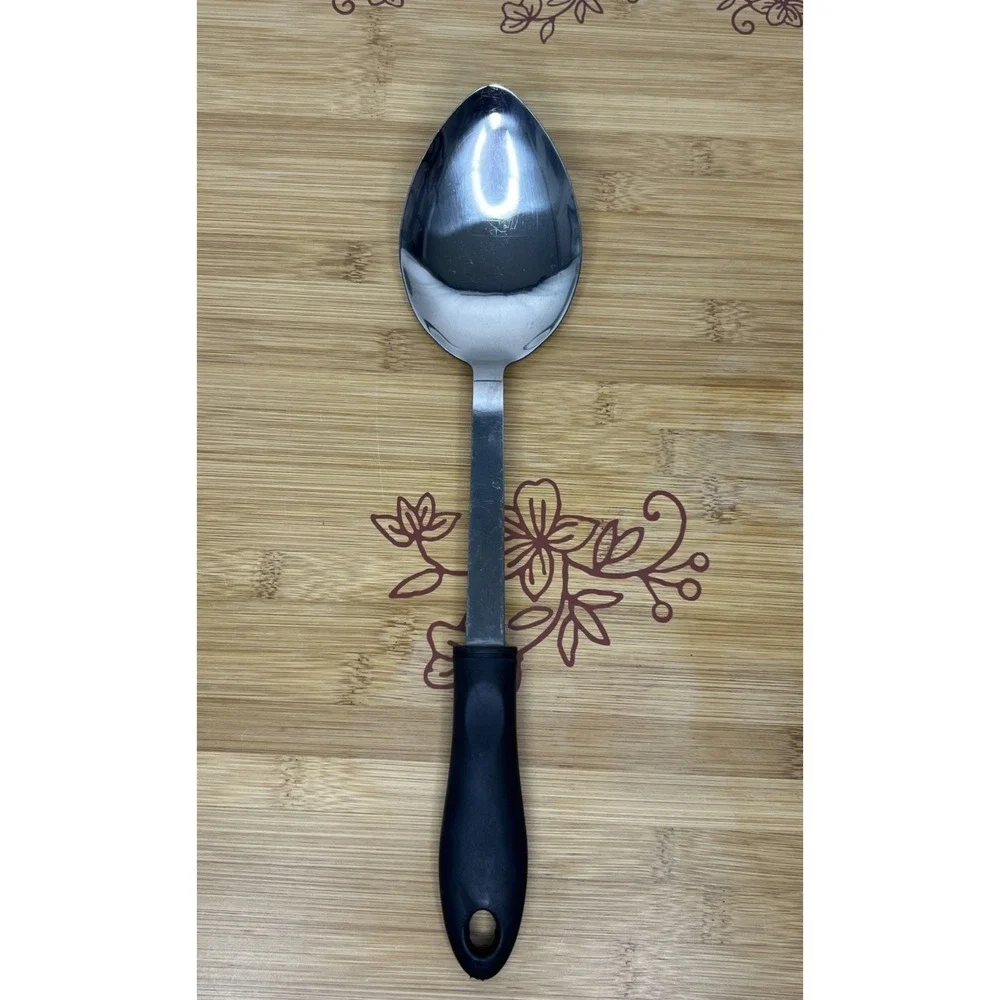 Stainless Steel Cooking/Serving Spoon Black Plastic Handle -‎ 13 inches